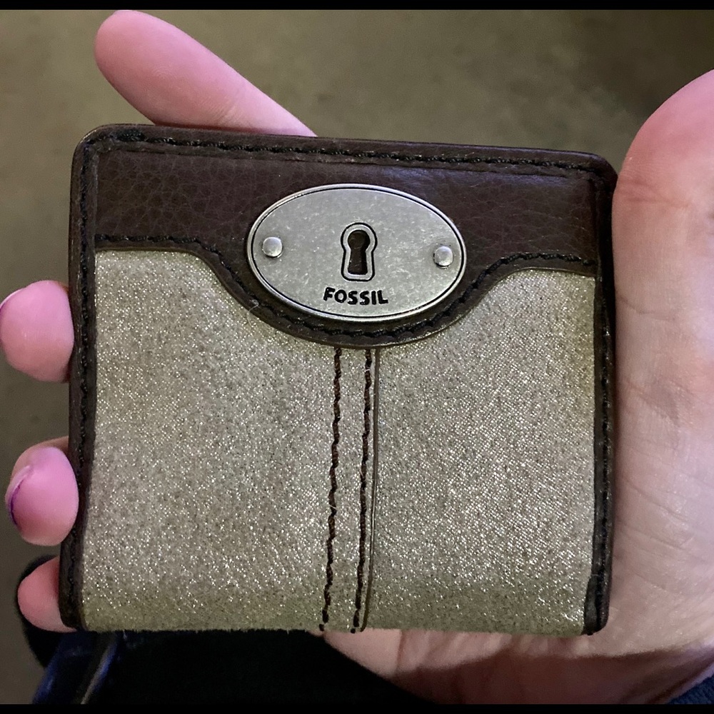 Fossil Gold and Brown Bifold Wallet